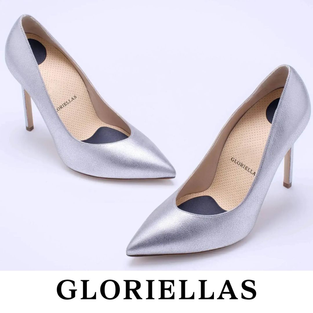 Gloriellas Stilettos Glam Diva silberne Pumps bequeme High Heels silberne hohe Schuhe 