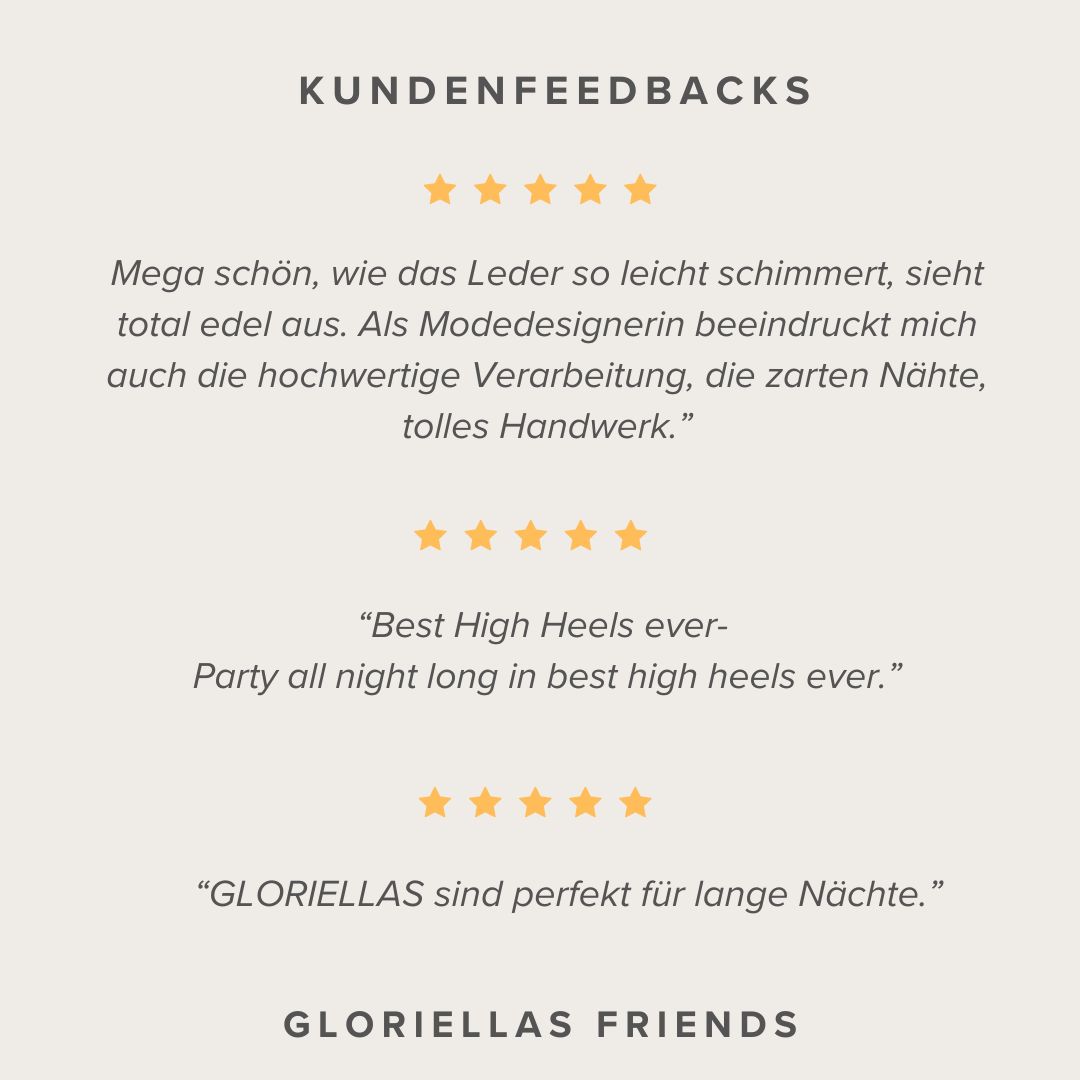 Gloriellas Stilettos Glam Diva silberne Pumps bequeme High Heels silberne hohe Schuhe Feedback Testimonials zum Tragekomfort