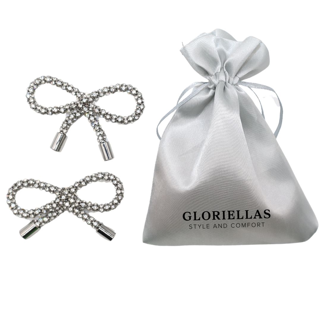 GLORIELLAS Schuhclip Crystal look glitzernde Schleifenapplikation aus Metall 