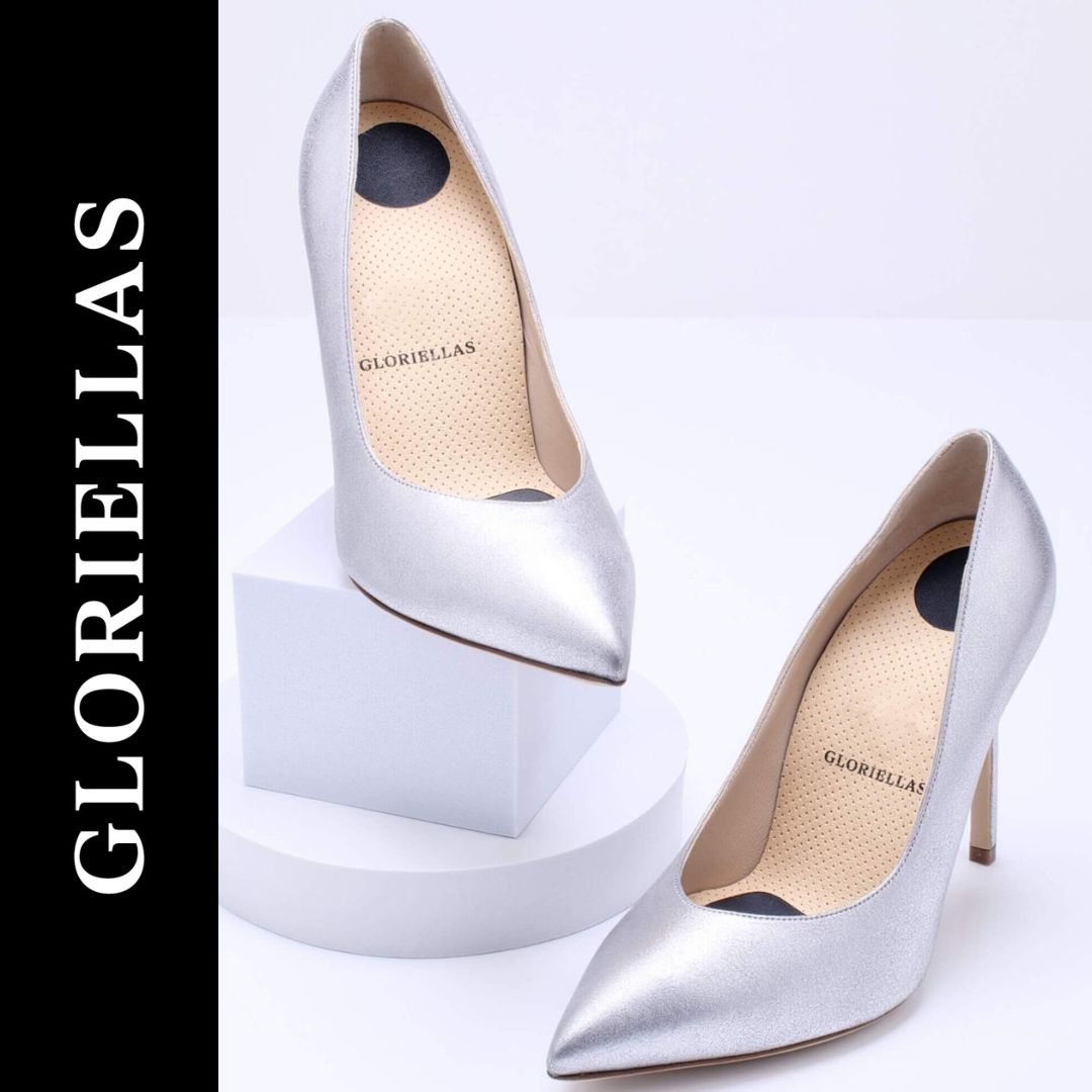 Gloriellas Stilettos Glam Diva silberne Pumps bequeme High Heels silberne hohe Schuhe 