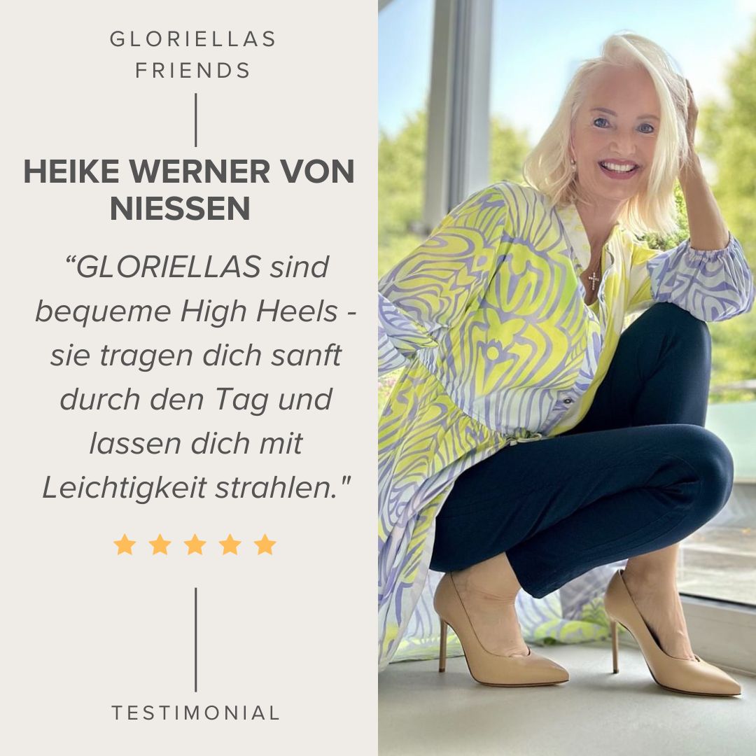 Gloriellas Stilettos Harmonie beige Pumps bequeme High Heels beige hohe Schuhe Feedback Testimonial zum Tragekomfort