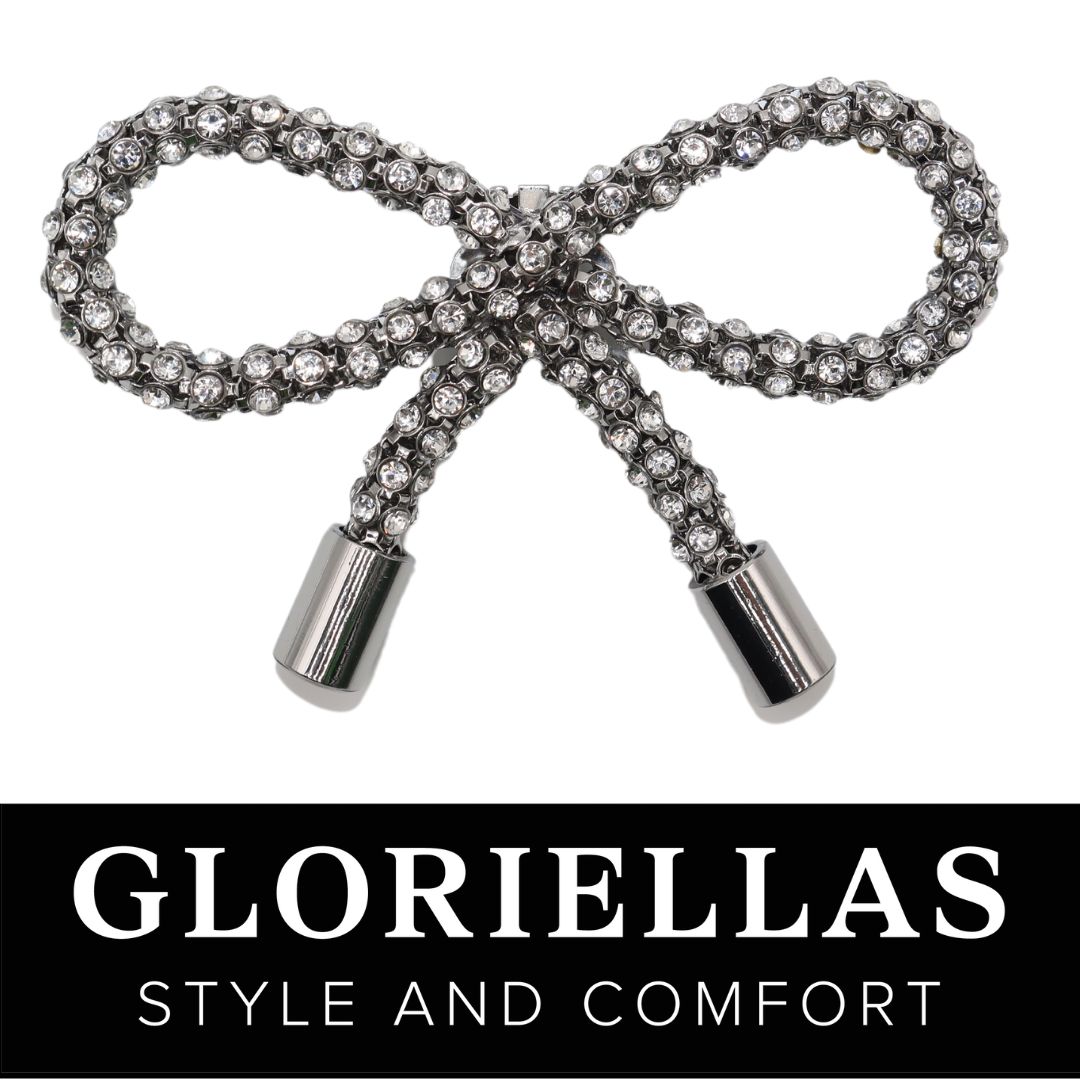 GLORIELLAS Schuhclip Crystal look glitzernde Schleifenapplikation aus Metall 