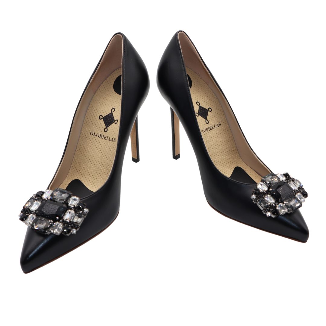 loriellas Schuhclip Black Star Schuhaccesoire mit Glitzersteinen  mit schwarzen High Heels