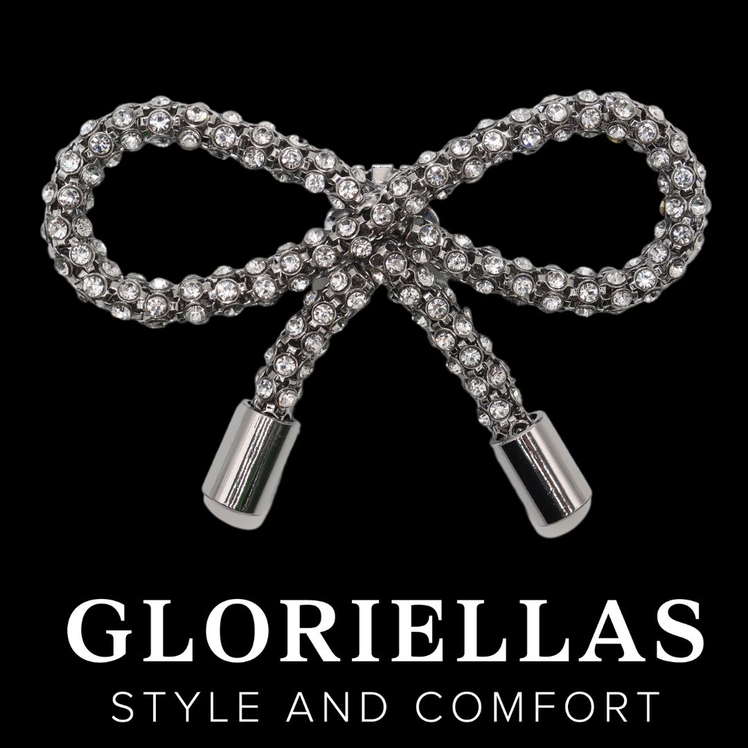 GLORIELLAS Schuhclip Crystal look glitzernde Schleifenapplikation aus Metall 