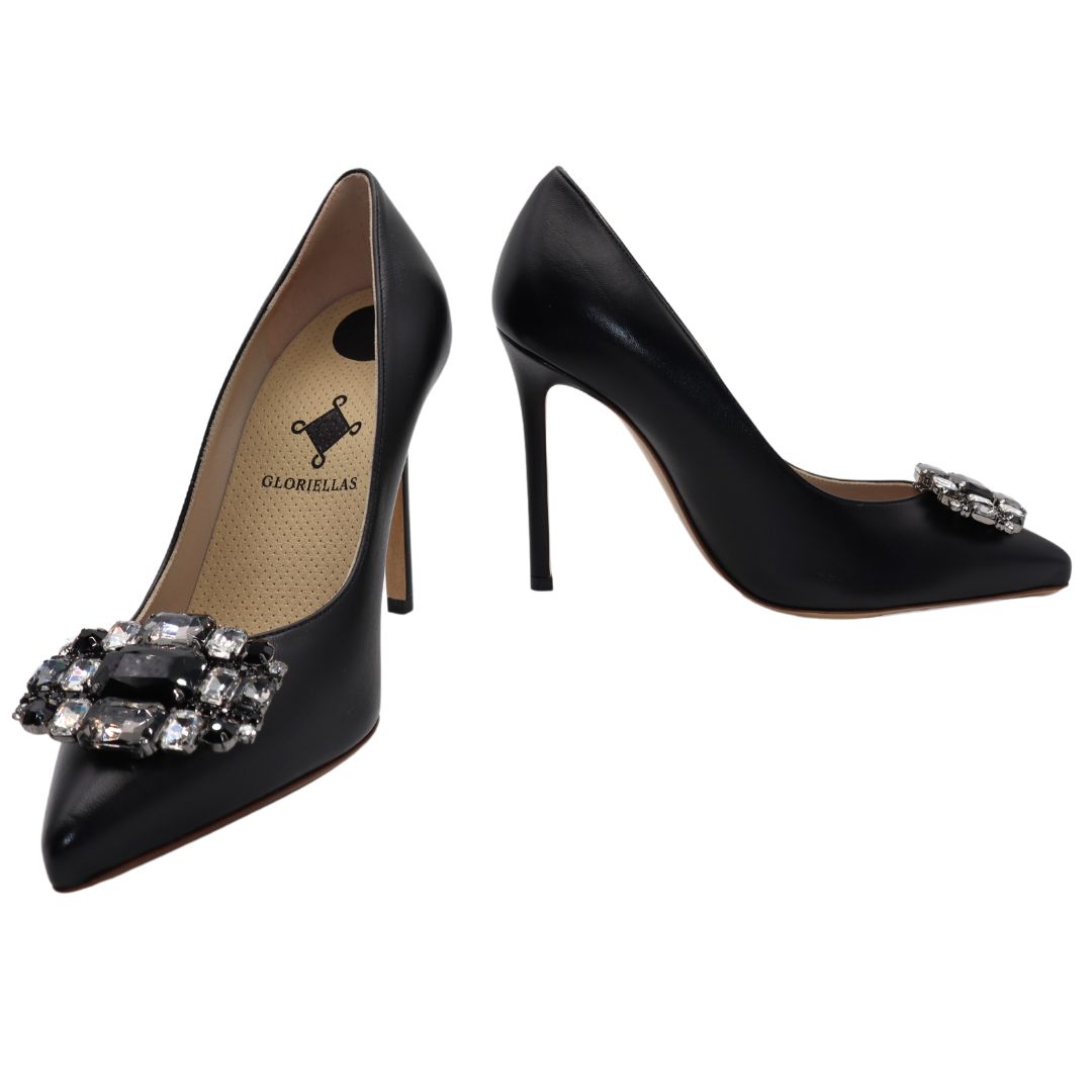 Gloriellas Schuhclip Black Star Schuhaccesoire mit Glitzersteinen und schwarzen High Heels