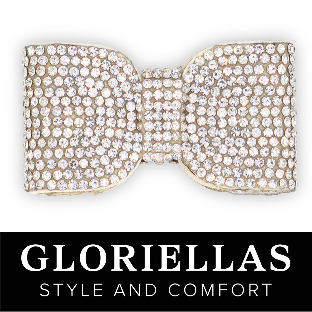 Gloriellas Schuhclips Glam Diva silberne Glitzerschleife Schuhaccessoire 