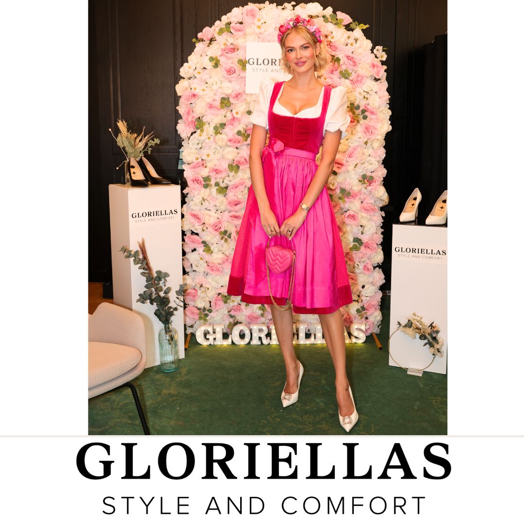 Gloriellas Schuhclips Iconic Star mit funkelnden Strasssteinen Schuhaccessoire mit weißen High Heels und Dirndl