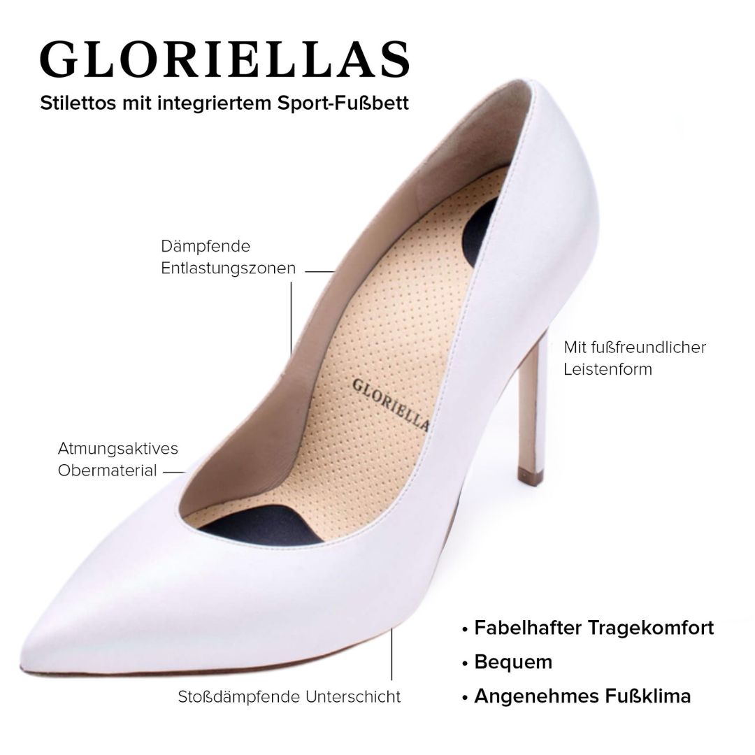 Gloriellas Stilettos Venice weisse Pumps weiße High Heels bequeme High Heels Brautschuhe