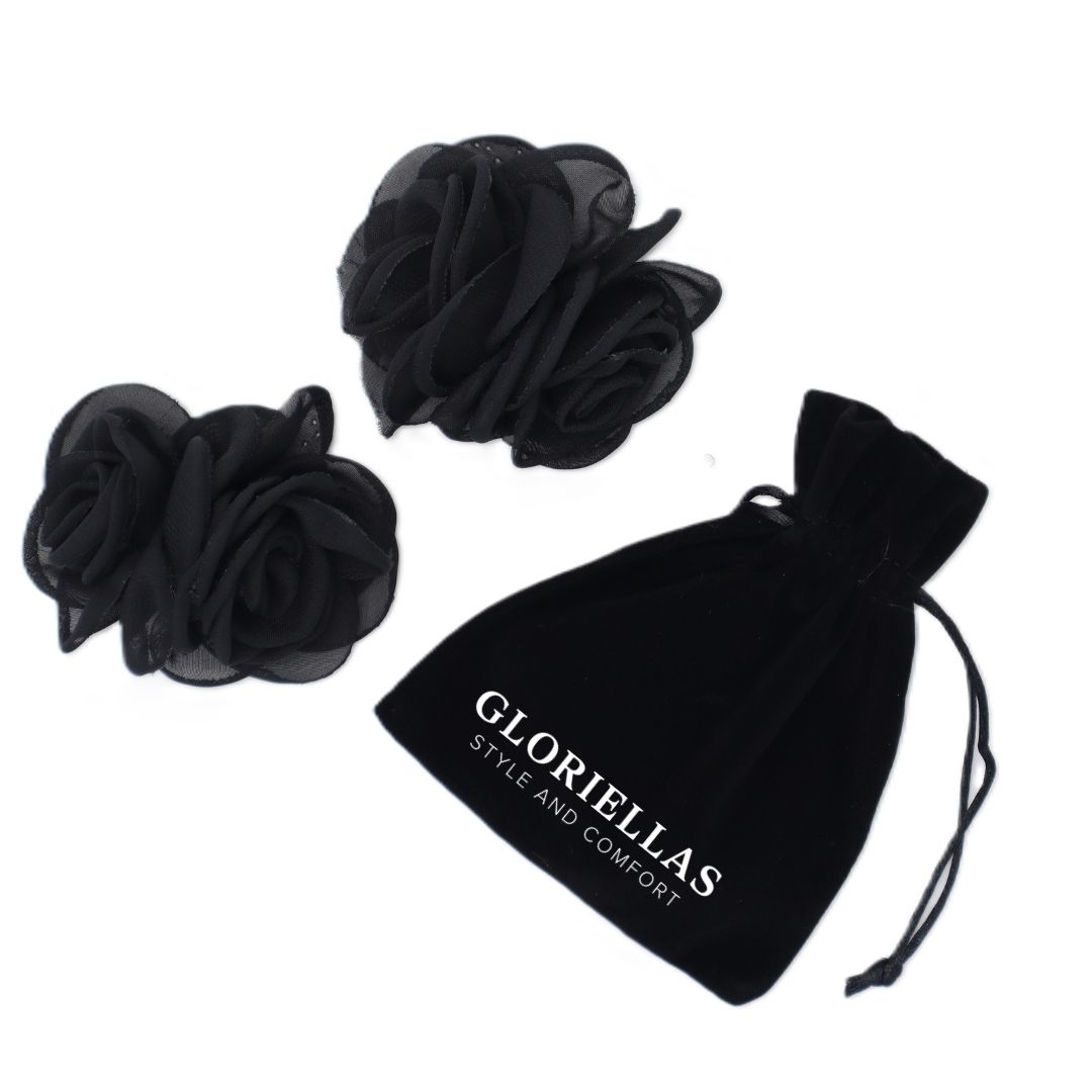 GLORIELLAS Clip Black Secret schwarze Blütenapplikation