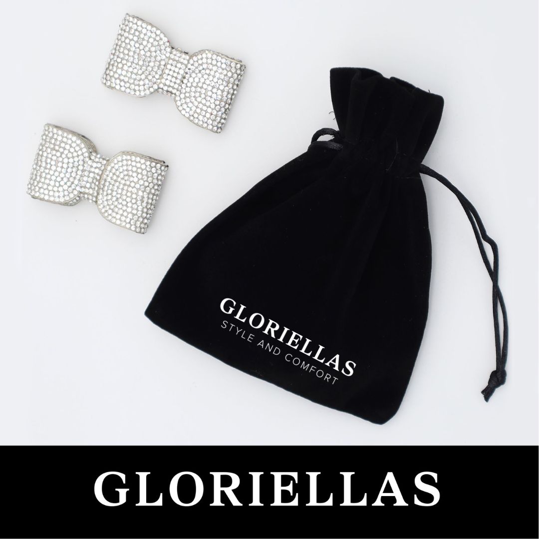 Gloriellas Schuhclips Glam Diva silberne Glitzerschleife Schuhaccessoire