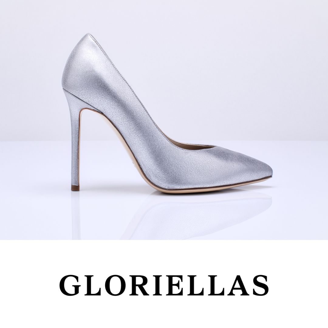 Gloriellas Stilettos Glam Diva silberne Pumps bequeme High Heels silberne hohe Schuhe 