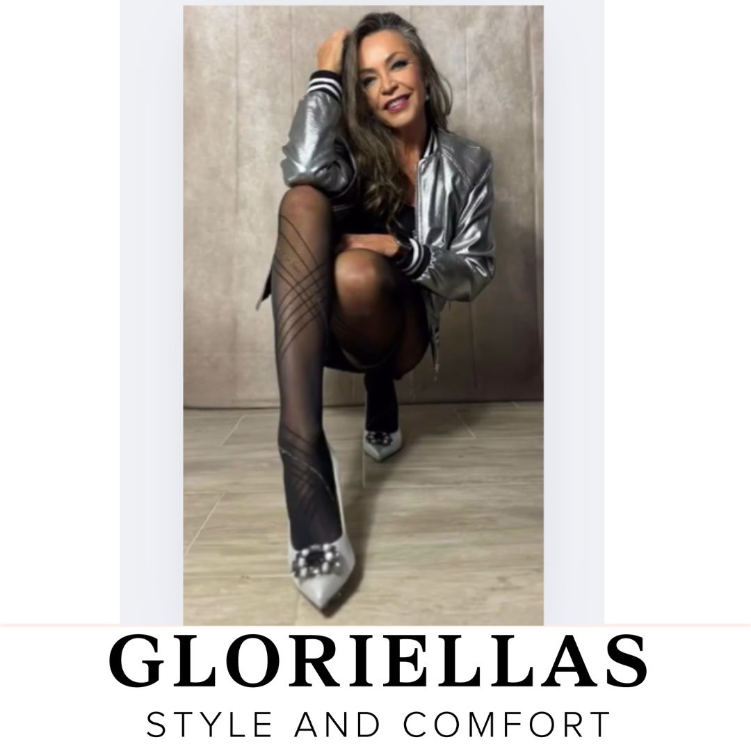 Gloriellas Schuhclip Black Star Schuhaccesoire mit Glitzersteinen und silberne High Heels