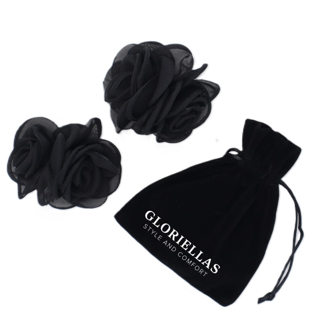 Gloriellas Schuhclips Black Secret schwarze Blüte aus Tüll